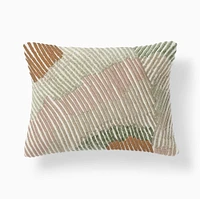 Embroidered Wavy Lines Pillow Cover, 12X16, Celadon