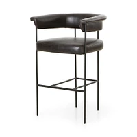 Conover Bar Stool, Chaps Saddle, Matte Black