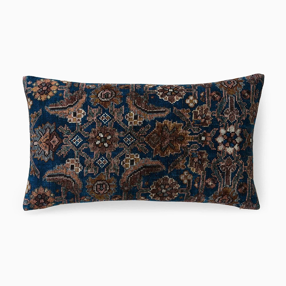 Ellis Rug Pillow Cover, 12X21, Indigo