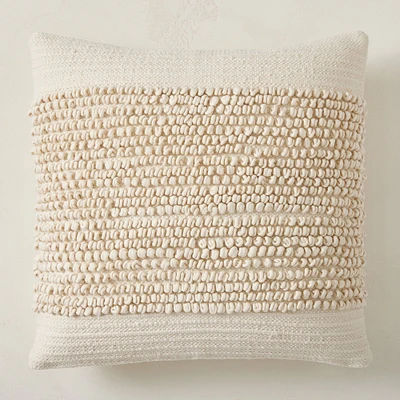 Soft Corded Banded Pillow Cover, 20"x20", Natural Canvas