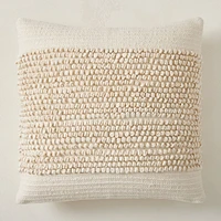 Soft Corded Banded Pillow Cover 20x20Natural Canvas w Down Alternative Insert