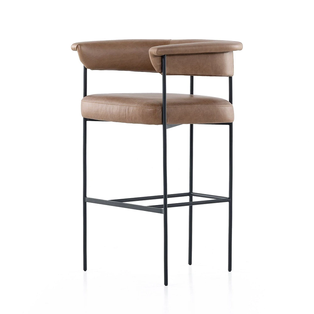 Conover Bar Stool, Chaps Saddle, Matte Black