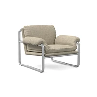 Desmond Chair, Deluxe Linen, Sand, Polished Stainless Steel