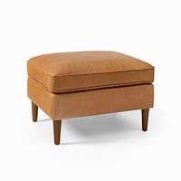 Hamilton Large Square Ottoman, Charme Leather, Oxblood, Almond