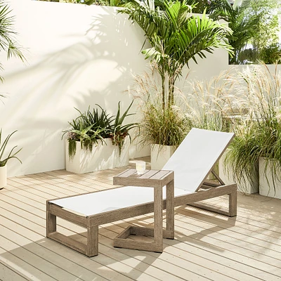 Portside Outdoor Lounge Set: Textiline Lounger, Weathered Gray + 17 C Side Table,