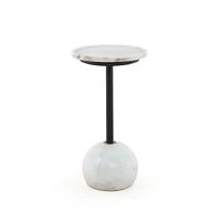 Maspeth Drink Table, Antique White Marble, Dark Kettle Black