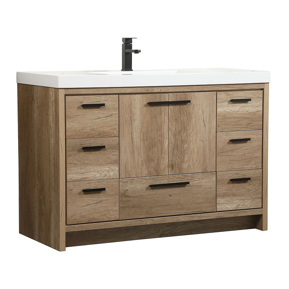 Donovan Single Bathroom Vanity, 24", Natural Oak