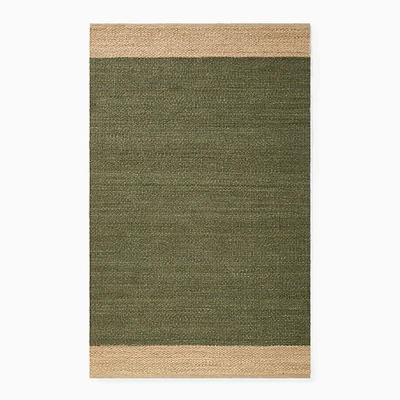 Bordered Jute Rug, 5'x8', Dark Olive