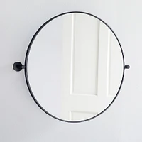 Metal Frame Pivot Mirror, Round, Antique Brass