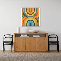 Overlapping Arcs By Erica Hauser, Framed Canvas, Giclee Print, Natural, 32x32