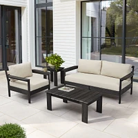 Playa Outdoor Lounge Set: 70 Sofa, Mast + Chair, 41 Rectangle Coffee Table,