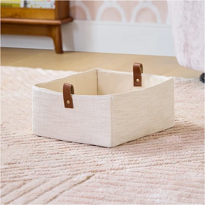 Square Linen Storage Bin, Small, Natural, WE Kids