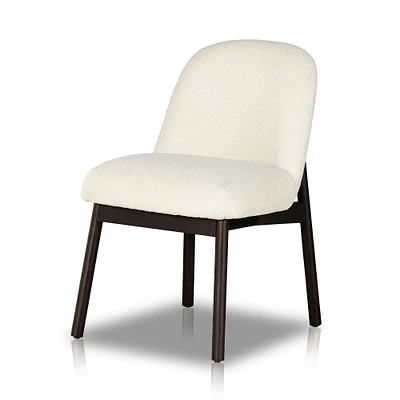 Milland Armless Dining Chair, Fiqa Boucle Cream, Mocha Ash