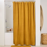Plush Waffle Shower Curtain, White, 72"x74"