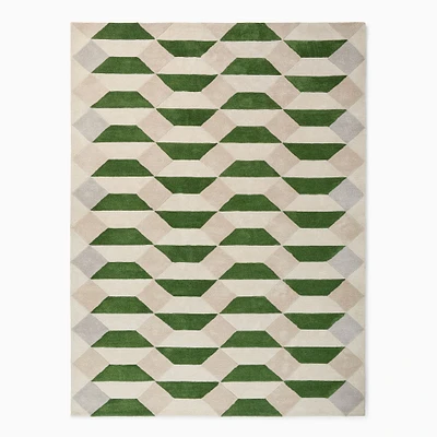 Faceted Tile Rug, 5'x8', Evergreen