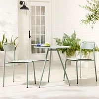 Outdoor Dining Set: Wren 28 Bistro Table, Lush + Metal Stacking Chair, Lush, Set of 2