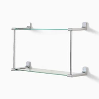 Mid Century Contour Double Glass Shelf, Chrome