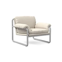 Desmond Chair, Deluxe Linen, Sand, Polished Stainless Steel