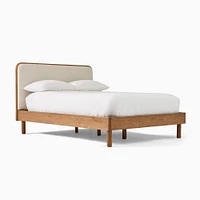 Miles Wood And Upholstered Standard Bed, Full, Toasted Oak, Twill, Sand