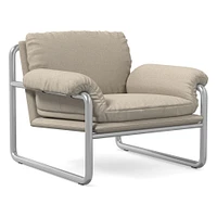 Desmond Chair, Deluxe Linen, Sand, Polished Stainless Steel