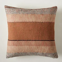 Bold Center Mixed Stripe Pillow Cover, 20"x20", Terracotta