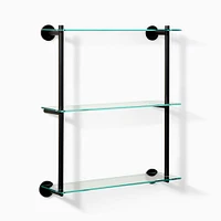 Modern Overhang Triple Glass Shelf, Antique Brass