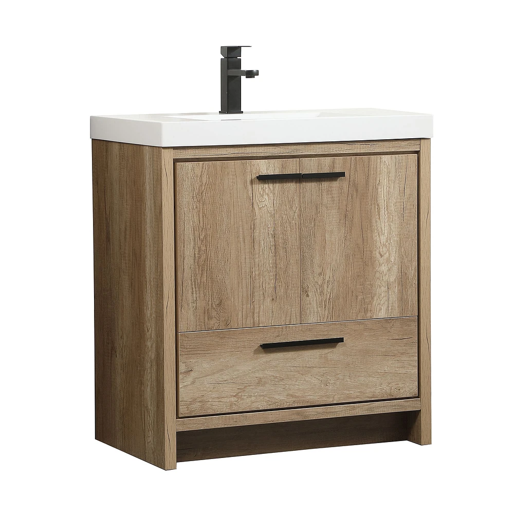 Donovan Single Bathroom Vanity, 24", Natural Oak