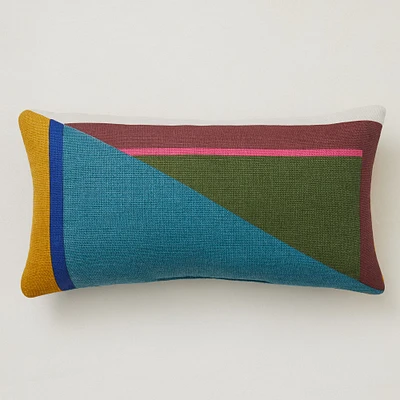 Outdoor Split Colorblock Pillow, 20"x20", Lagoon