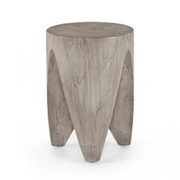 Montieth Outdoor End Table, Ivory, Teak