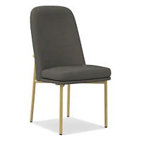 Jack Metal Frame High Back Dining Chair, Leather, Saddle, Dark Bronze