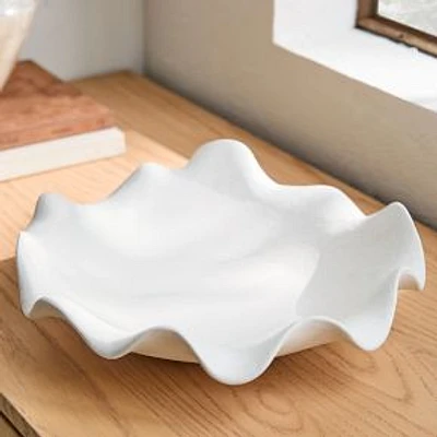 Charlotte Ceramic Decorative Bowl, Stone White