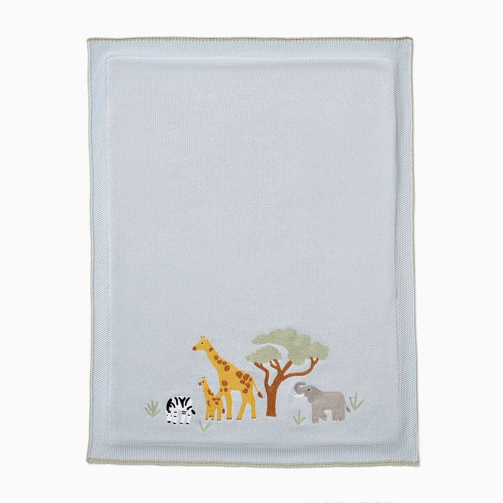 Safari Knit Baby Blanket, White