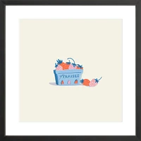 Les Fraises By Sally Murphy Design, Framed Giclee Print, White 11x11