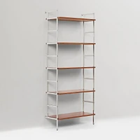 Ozzy Open Shelf Unit, Cool Walnut, Stainless Steel