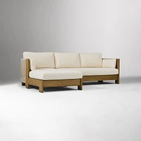 Porto Outdoor 2-Piece Chaise Sectional, 105", Left Arm Sofa, Right Chaise, Driftwood, Pearl Gray