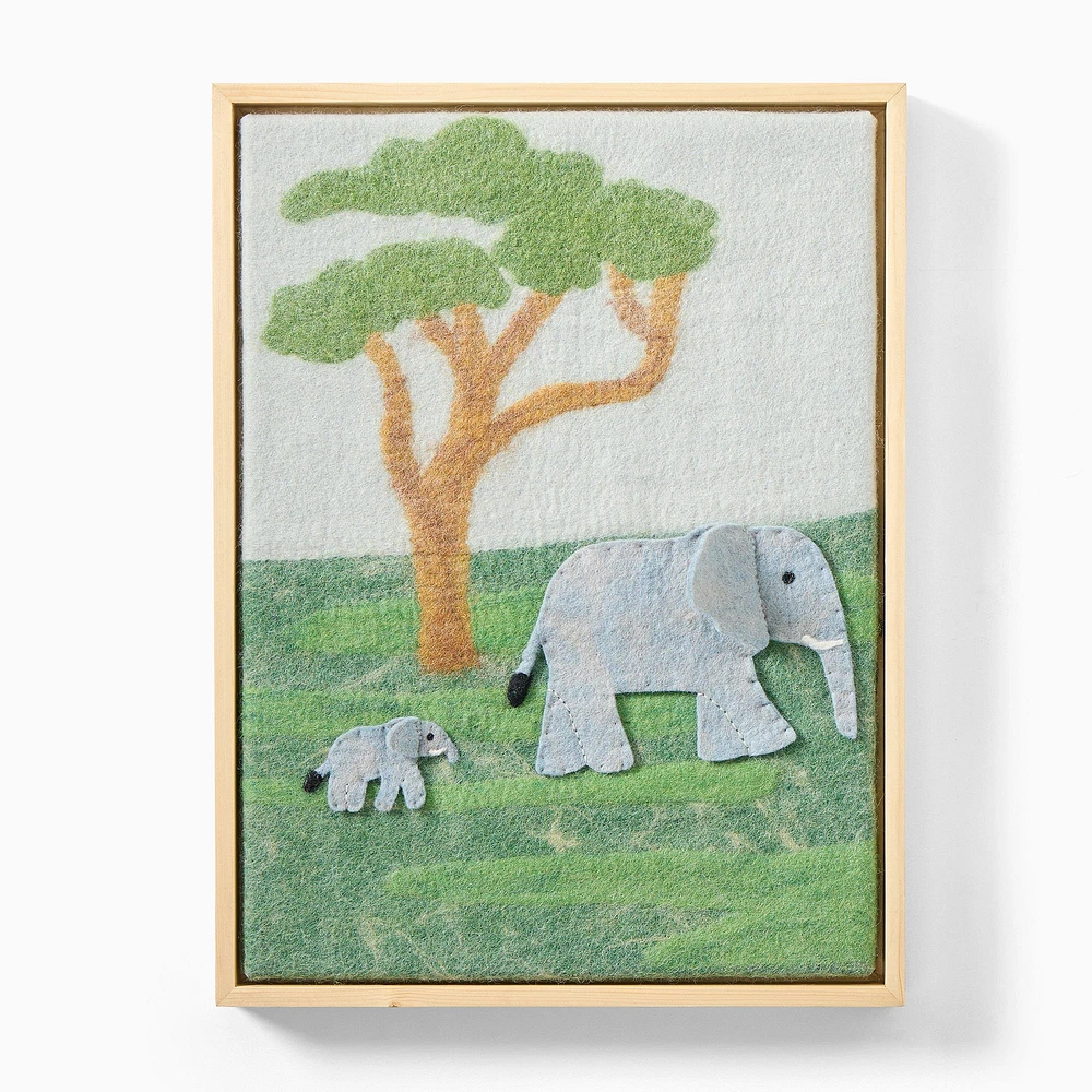 Elephant Baby And Mom Felt Wall Art