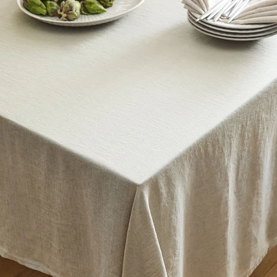 European Linen Tablecloth, White