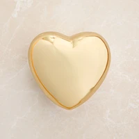 Heather Metal Heart Filled Candle, Polished Brass, 3-Wick