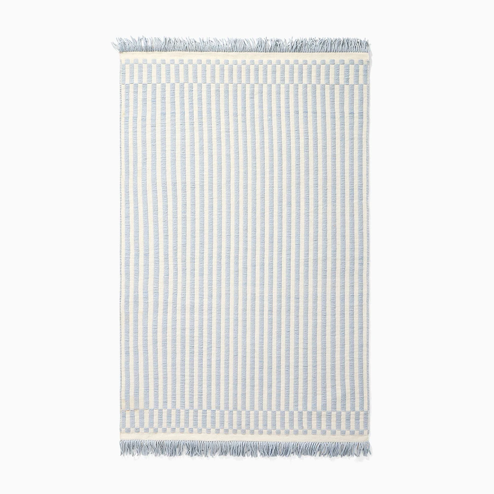 Woven Stripe Rug, Cloudy Blue, 5x8