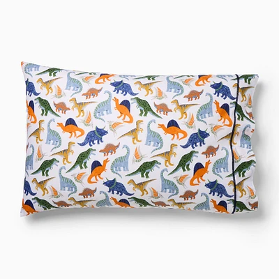 Dino Sheet Set, Blue,Green, Standard Pillowcase Set Of 2