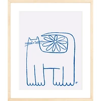 Flower Cat By CDR, Framed Giclee Print, White 12x15