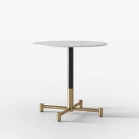 Gable White Bistro Top 30 Round + Dining Height 4 Branch Base, Bronze/Brass