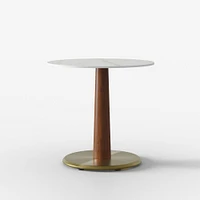 Gable White Bistro Top 30 Round + Dng Height Claire Base+Stem, Blackened Brass/Walnu