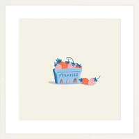 Les Fraises By Sally Murphy Design, Framed Giclee Print, White 11x11