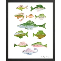 Fish School By Evelyn Henson, Framed Giclee Print, White 12x15