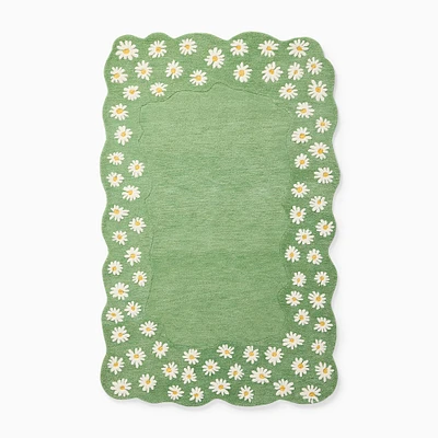 Daisy Frame Rug, 5x8 Feet, Green/Multi