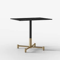 Gable White Bistro Top 24x32 Rect + Dining Height 4 Branch Base, Bronze/Brass