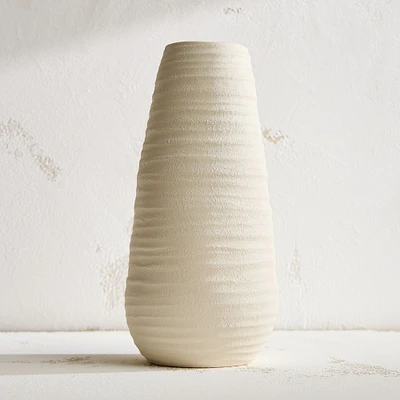 Chip & Dent: Ceramic Fluted Vase, Alabaster, Extra Large