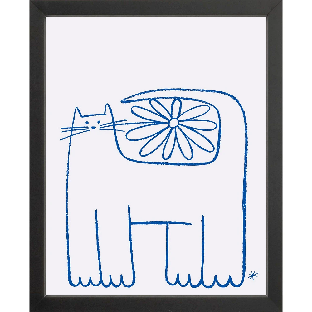 Flower Cat By CDR, Framed Giclee Print, White 12x15