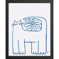 Flower Cat By CDR, Framed Giclee Print, White 12x15